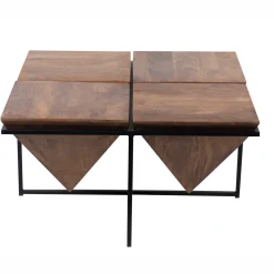 Table basse pyramide bois et métal | Manguier Sirocco
