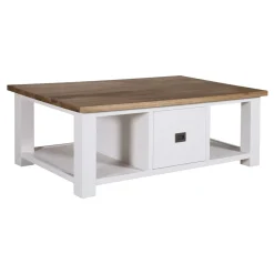 Table basse rectangulaire 2 tiroirs "Chêne et Pin Chic"