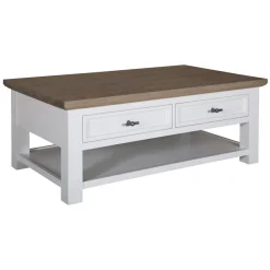 Table basse rectangulaire 2 tiroirs "Chêne et Pin tradition"