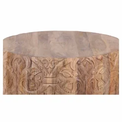 Table basse ronde sculptée | Bois de manguier