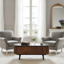 Table Basse 2T plateau marbre noir | Manguier Kfir