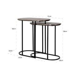 Table d'angle Chandon set de 2 ovale