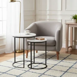 Table d'angle Lexington white set de 2