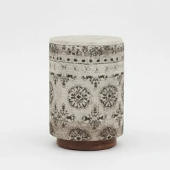 Table d'appoint avec tissu motif floral, plateau marbre | Manara