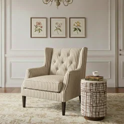 Table d'appoint avec tissu motif mosaique, plateau marbre | Manara