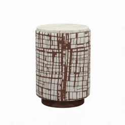 Table d'appoint avec tissu motif mosaique, plateau marbre | Manara