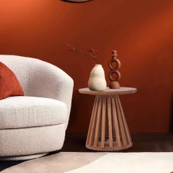 Table d'appoint ronde bois massif | Acacia Kfir