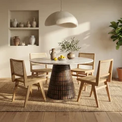 Table ronde 120x120 plateau marbre | Manguier Milan