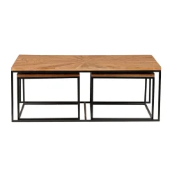 Tables basses rectangulaires set de 3 manguier | Solaris II
