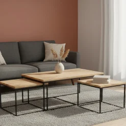 Tables basses rectangulaires set de 3 manguier | Solaris II