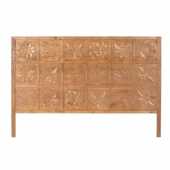 Tête de lit king size sculptée 180 cm en bois manguier massif - Sculture