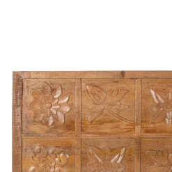 Tête de lit queen size sculptée 160 cm en bois massif manguier - Sculture