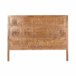 Tête de lit queen size sculptée 160 cm en bois massif manguier - Sculture