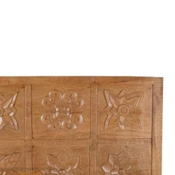 Tête de lit queen size sculptée 160 cm en bois massif manguier - Sculture