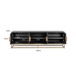 TV-dressoir noirbone laiton 4-deuren 200 (noir rustic)