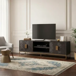TV-dressoir noirbone laiton 4-deuren 200 (noir rustic)