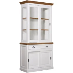 Vitrine 2x2 portes 1 tiroir "Chêne et Pin Charme"