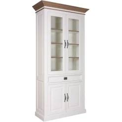 Vitrine 2x2 portes 1 tiroir "Chêne et Pin Romance"