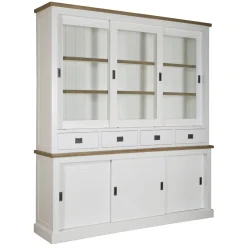 Vitrine 2x3 portes 4 tiroirs "Chêne et Pin Chic"
