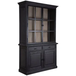 Vitrine 2x2 portes 2 tiroirs "Pin et Métal Provence"