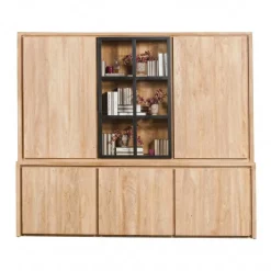 Vitrine 3x3 Portes bois massif en manguier – Scandinaves