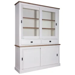 Vitrine 2x2 portes 2-tiroirs "Chêne et Pin Chic"